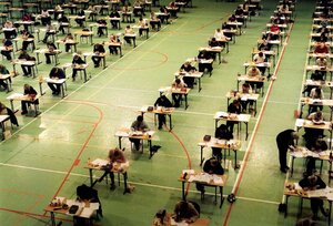 students taking exam