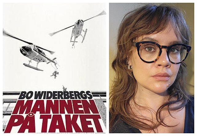 kollage med filmaffisch och kvinna