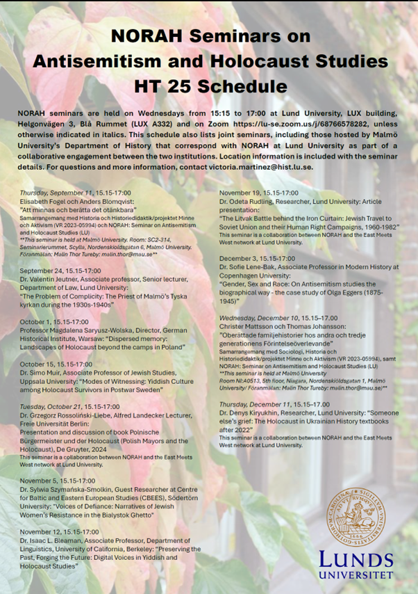 Image of the NORAH seminar schedule